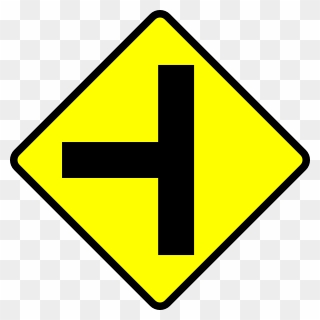 Caution T Junction Road Sign Clip Art Free Vector 4vector - You Must Turn Left At The Crossing Ahead - Png Download