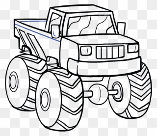 Drawing Wheels Animated Car Transparent Png Clipart - Monster Truck Drawing Easy