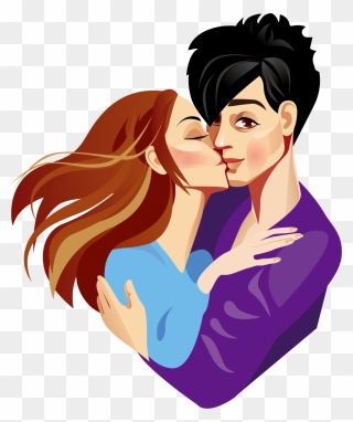 Woman Kiss Hug - Kiss Men And Women Clipart