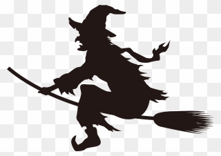 #witch #silhouette #black #broom - Witche On Broom Png Clipart