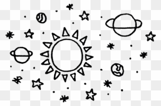 Transparent Space Clipart Black And White - Easy To Draw Space - Png Download