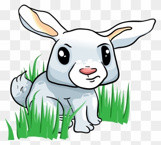 Vector Rabbit In The Grass - Cartoon Clipart