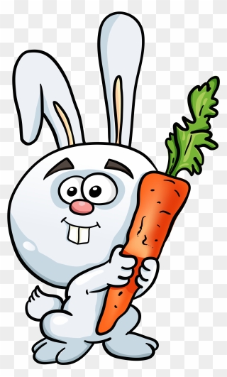Cute Animated Rabbit With A Carrot - Кролик И Морковка Png Clipart