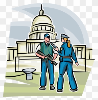 Vector Illustration Of Heavily Armed Homeland Security - Vector Graphics Clipart