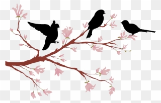 Lovebird Branch Silhouette - Silhouette Bird On Tree Branch Clipart