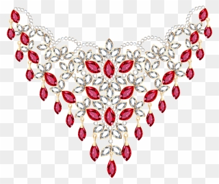 Transparent Diamond And Ruby Necklace Png Clipart - Transparent Background Golden Necklace Png