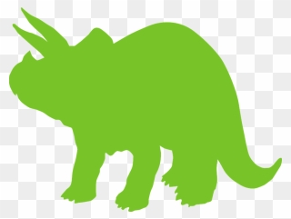 Triceratops Tyrannosaurus Silhouette Dinosaur Clip - Green Triceratops Silhouette Free - Png Download