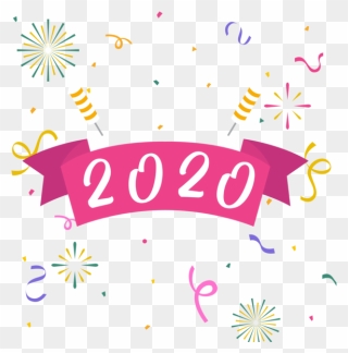 Transparent New Year 2020 Text Line Font For Happy - New Year Clipart 2020 - Png Download