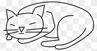 Cute Cat Face Drawing 26, Buy Clip Art - Sleeping Cat Black And White Clipart - Png Download