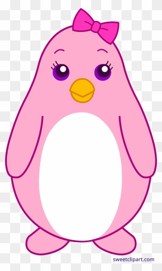 Penguin Bow Pink Clipart - Penguin To Colour Kids - Png Download