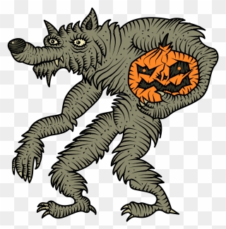 Werewolf With Pumpkin Clipart - Illustration - Png Download