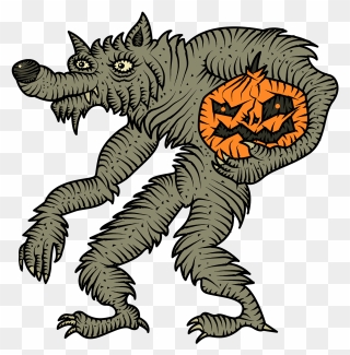 Werewolf With Pumpkin Clipart - Illustration - Png Download
