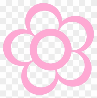 Pink Flower Outline Clipart - Png Download