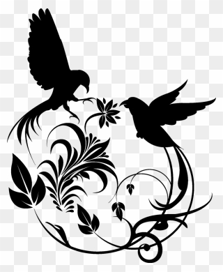 Birds Design Black And White Clipart