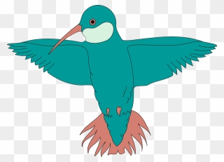 Turquoise Hummingbird Clipart - Bird Spreading Wings Clipart - Png Download