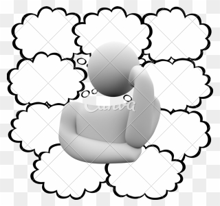 Drawing For Thinking Person - Person And Thought Bubbles Clipart
