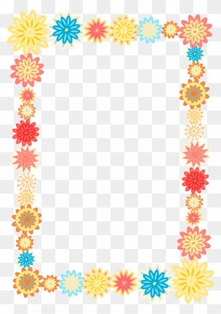 Free Digital Frames And Borders - Colorful Flower Border Png Clipart