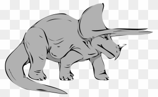 Monochrome - T Rex Triceratops Clipart Dinosaurs - Png Download
