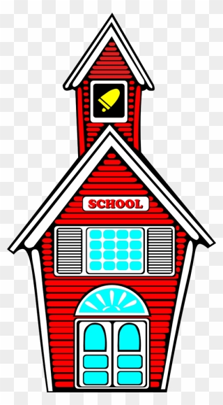 Red School Building Cartoon - School Clip Art No Background - Png Download
