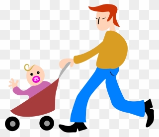 Father And Son Stroller - Baby And Dad Png Clipart