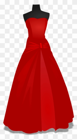 Wedding Dress Clipart - Red Long Dress Png Clipart Transparent Png