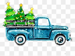 #watercolor #truck #antique #christmas #christmastruck - Truck Clipart
