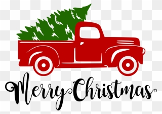 Truck Transparent Christmas - Red Truck With Christmas Tree Svg Clipart