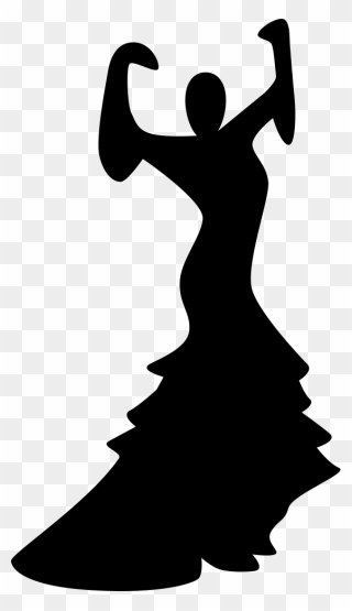 Flamenco Female Dancer Silhouette - Dance Clipart
