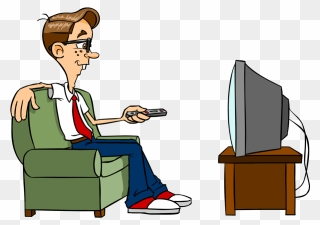 Nerd Watching Tv Cartoon Clipart