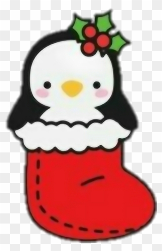 #penguin #stocking #holly #mistletoe #christmas Clipart