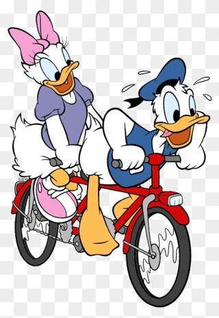Donald Duck And Daisy Bike Clipart