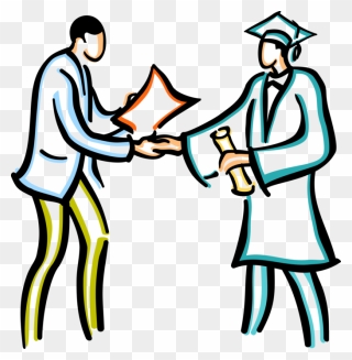 Vector Illustration Of Graduate Student Receives Graduating - Academic Achievement Clipart
