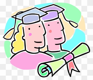 Vector Illustration Of School Graduates With Mortarboard Clipart