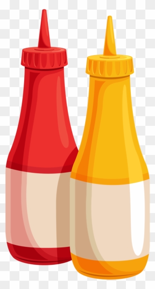 Transparent Water Bottle Glass Bottle Condiment Clipart - Ketchup And Mustard Clipart - Png Download
