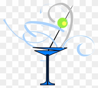 Transparent Water Water Martini Glass Line Clipart - Blue Cocktail Glass Png