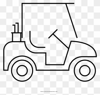 Golf Cart Coloring Page - Line Art Clipart