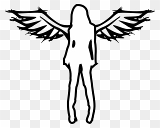 Angel Drawing Clip Art - Girl With Wings Drawing - Png Download