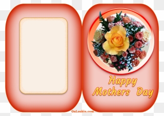 Happy Mothers Day Apricot Rose Flower A4 Card - Mother's Day Clipart