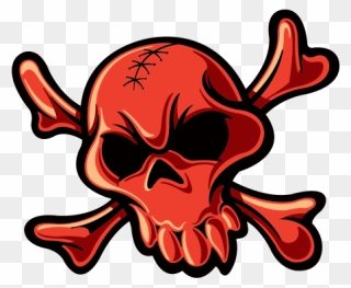 Red Crossbones Skull - Skull Clipart