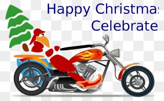 Santa On Chopper - Motor Cycle Clip Art - Png Download