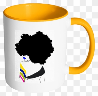 Afro Ether Coffee Mug - Natural Hair Black Girl Silhouette Clipart