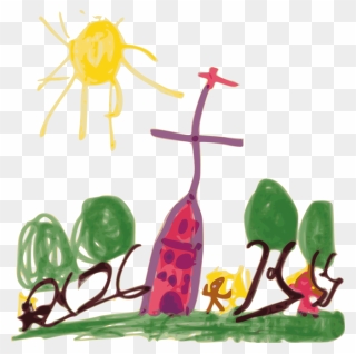 Flower,artwork,plant - Child Drawing Of Church Clipart