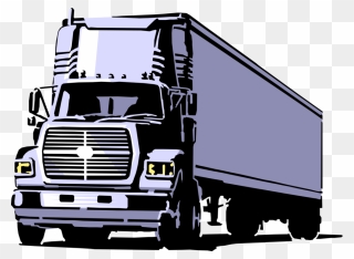 Vector Illustration Of Commercial Shipping And Delivery - Truck And Trailer Cartoon Clipart