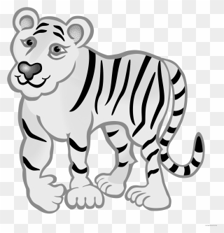 Tiger Animal Free Black White Clipart Images Clipartblack - Colour Clip Art Tiger - Png Download