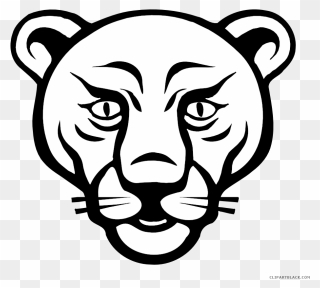 Lion And Basketball Clipart Black And White Png Free - Mountain Lion Drawing Face Transparent Png