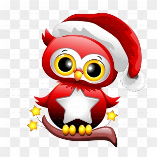 1 Baby Owl Christmas Santa Png - Clip Art Christmas Owls Transparent Png