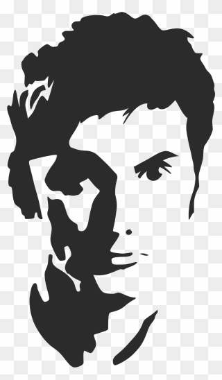 David Tennant Tenth Doctor Doctor Who Silhouette Stencil - Free David Tennant Doctor Who Silhouette Clipart