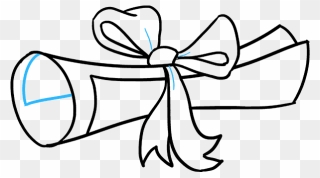 Drawing Scrolls Ribbon Transparent Png Clipart Free - White Graduation Cap And Diploma