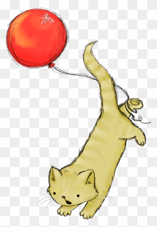 Cat With Red Balloon Clipart - Gambar Kucing Dan Tikus Kartun - Png Download