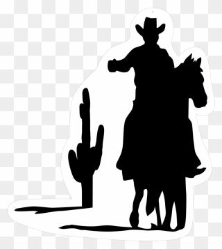 Transparent Free Western Clip Art - Cartoon Silhouette Of Cowboy - Png Download